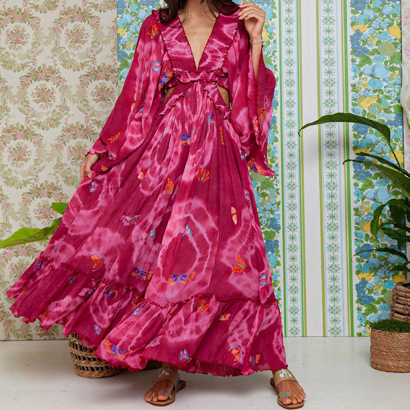Vrouwelijke Bloemenjurk Elegante Zomerjurk Dahlia Print - StudioMarella