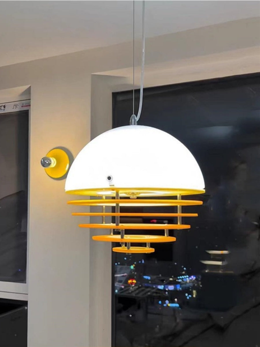 Stijlvolle Hanglamp Bauhaus Design Oranje-Wit Sfeerverlichting voor Moderne Interieurs
