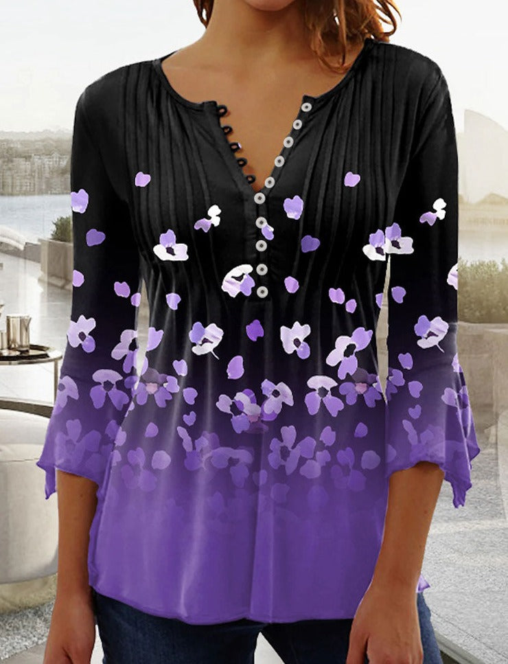 Dames T-shirt V-hals Zomerse Korte Mouw - StudioMarella