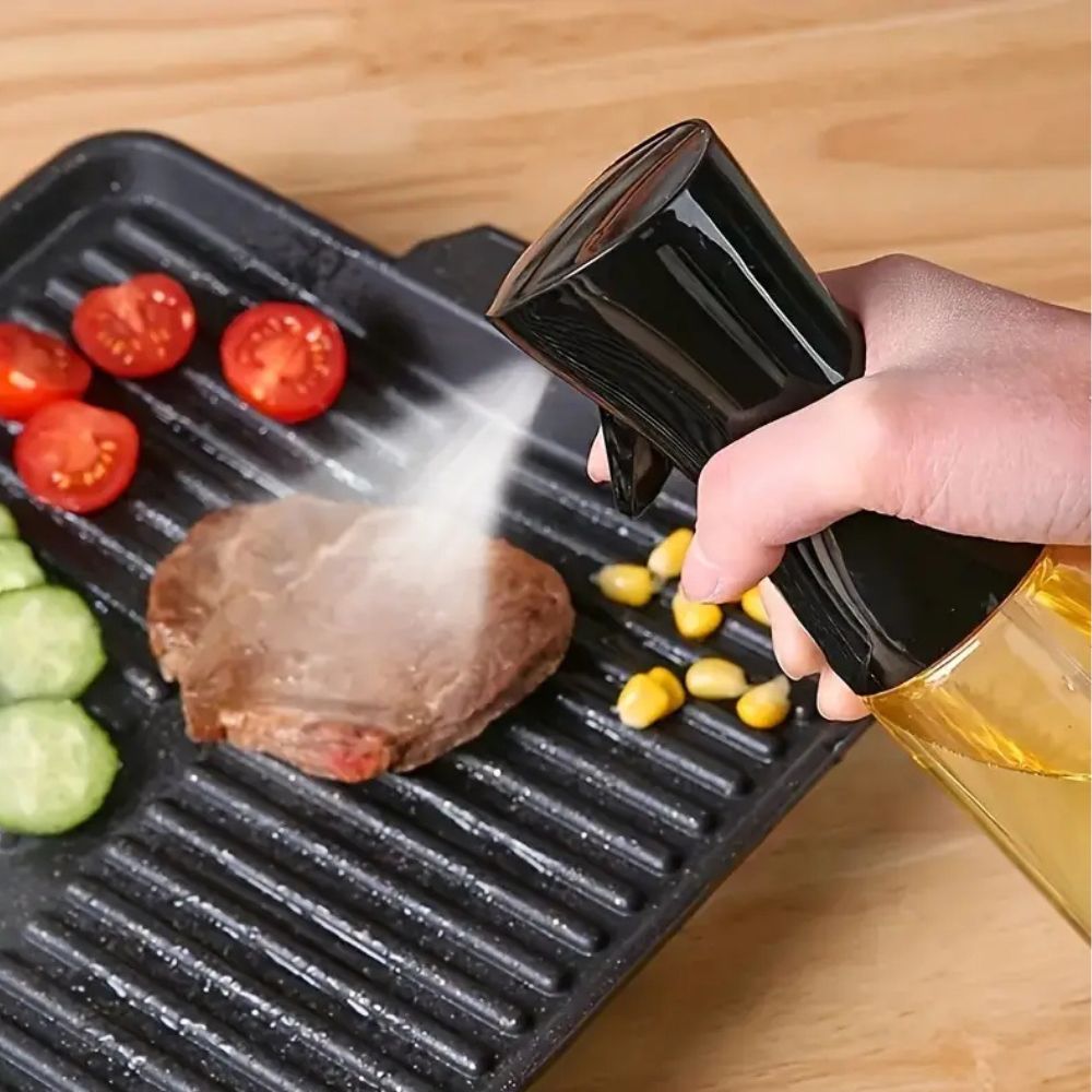 Oliespray Fles Glas 100ml Zwart Keuken Sprayfles Olie Azijn Airfryer BBQ Salade Verstuiver Navulbaar