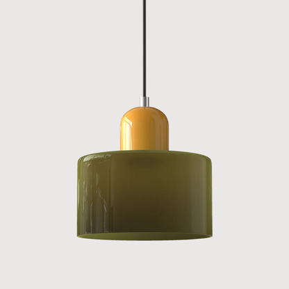 Lismeno Retro Hanglamp Glas 15cm Groen Oranje Eettafel Keuken Vintage Verlichting Compact
