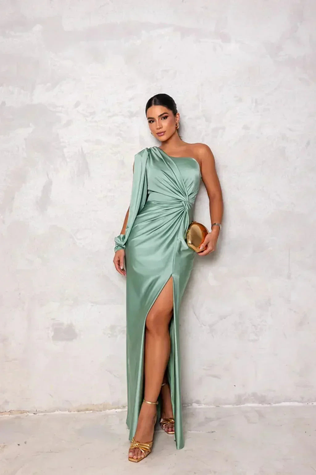 Elegante Maxi Jurk voor Bruiloft met Een Schouder en Split
