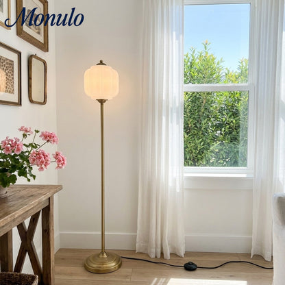 Decoratieve Glazen Pompoen Vloerlamp Retro Organische Stijl Woonkamer Staande Lamp