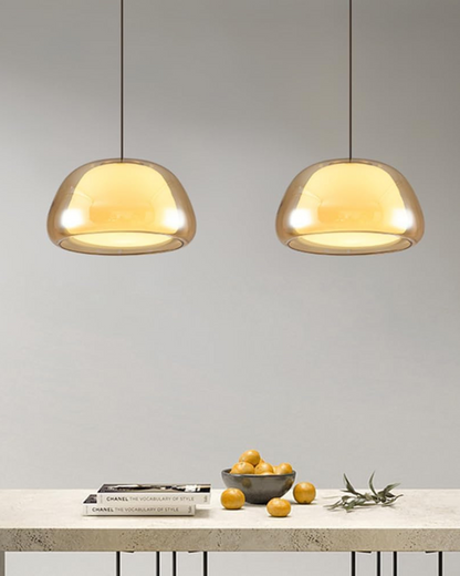 Luxe Glazen Hanglamp Met Mat En Transparant Glas In Minimalistisch Japandi Design