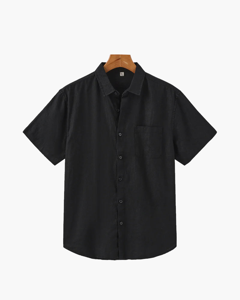 Heren Zomer Shirt Linnen Korte Mouwen met Borstzak