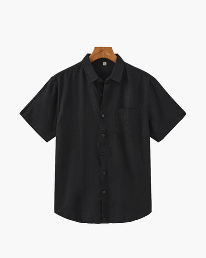 Heren Zomer Shirt Linnen Korte Mouwen met Borstzak