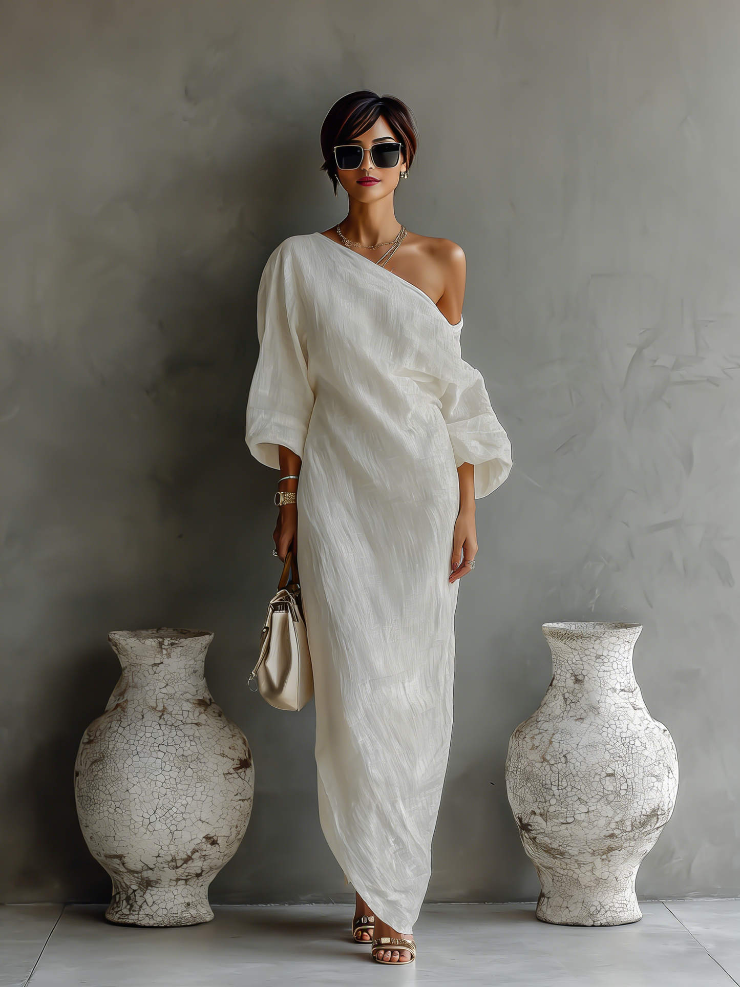 Dames Linnen Jurk Off-shoulder Stijl