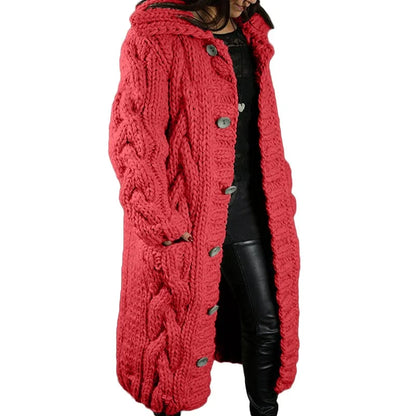 Dikke Cardigan voor Vrouw Met Capuchon