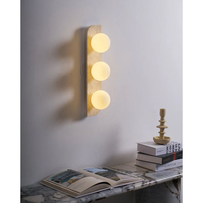 Wandlamp Travertin G9 Glas Hout Beige Woonkamer Hal Badkamer Minimalistische Wandverlichting Sfeerverlichting Natuurlijk Design