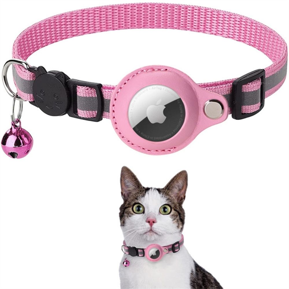Veiligheidskat Halsband met Reflecterende Strepen en Snelsluiting | GPS Tracker Houder