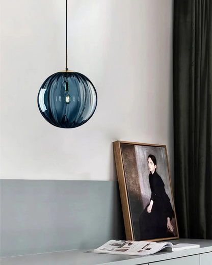 Handgeblazen glazen hanglamp bol met verstelbare kabel grijs blauw bruin rood groen amber 15x22cm 20x25cm sfeerlicht eetkamer woonkamer slaapkamer moderne design verlichting
