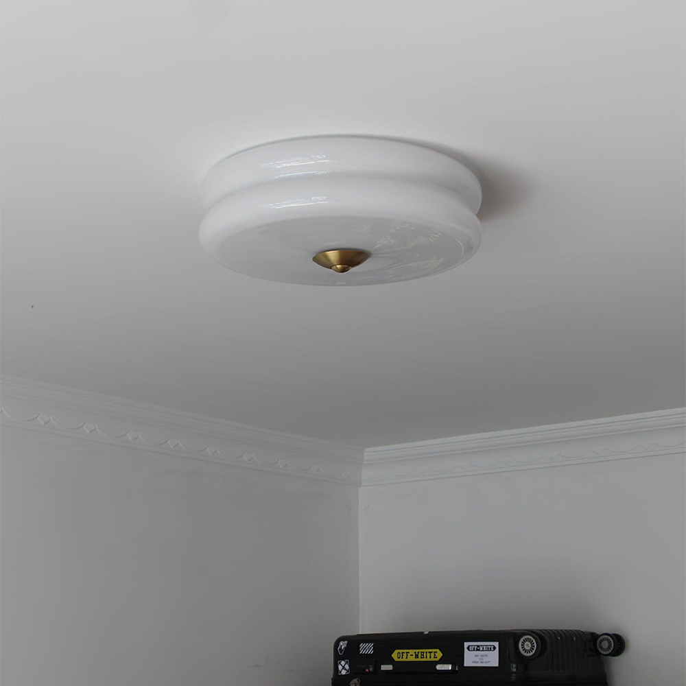 LED plafondlamp glas metaal crème 13 cm slaapkamer woonkamer art deco plafondverlichting rond warm licht neutraal licht wit licht