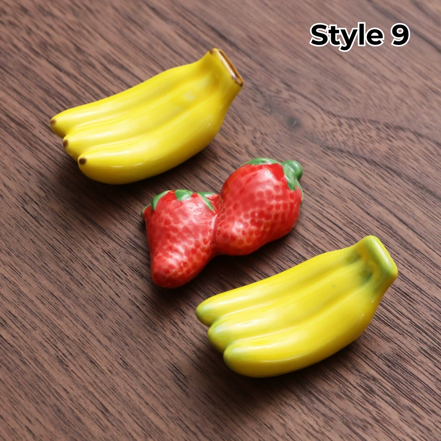 Keramische Eetstokjessteun met Dier- en Fruitmotieven – Set van 3