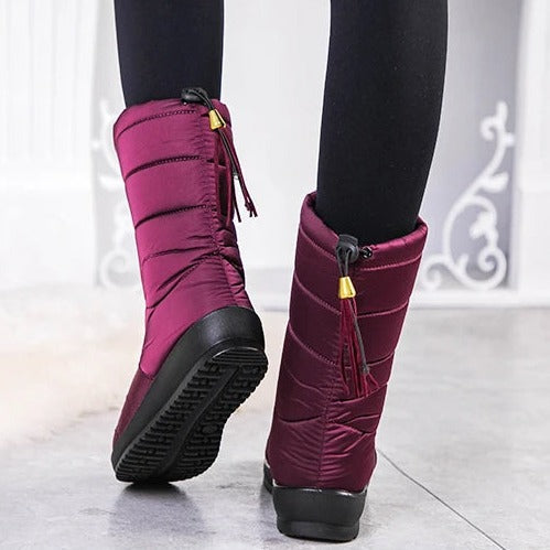 Gevoerde Waterdichte Winterlaarzen Dames met Antislipzool – Warme Polyester Snowboots voor Brede Voeten
