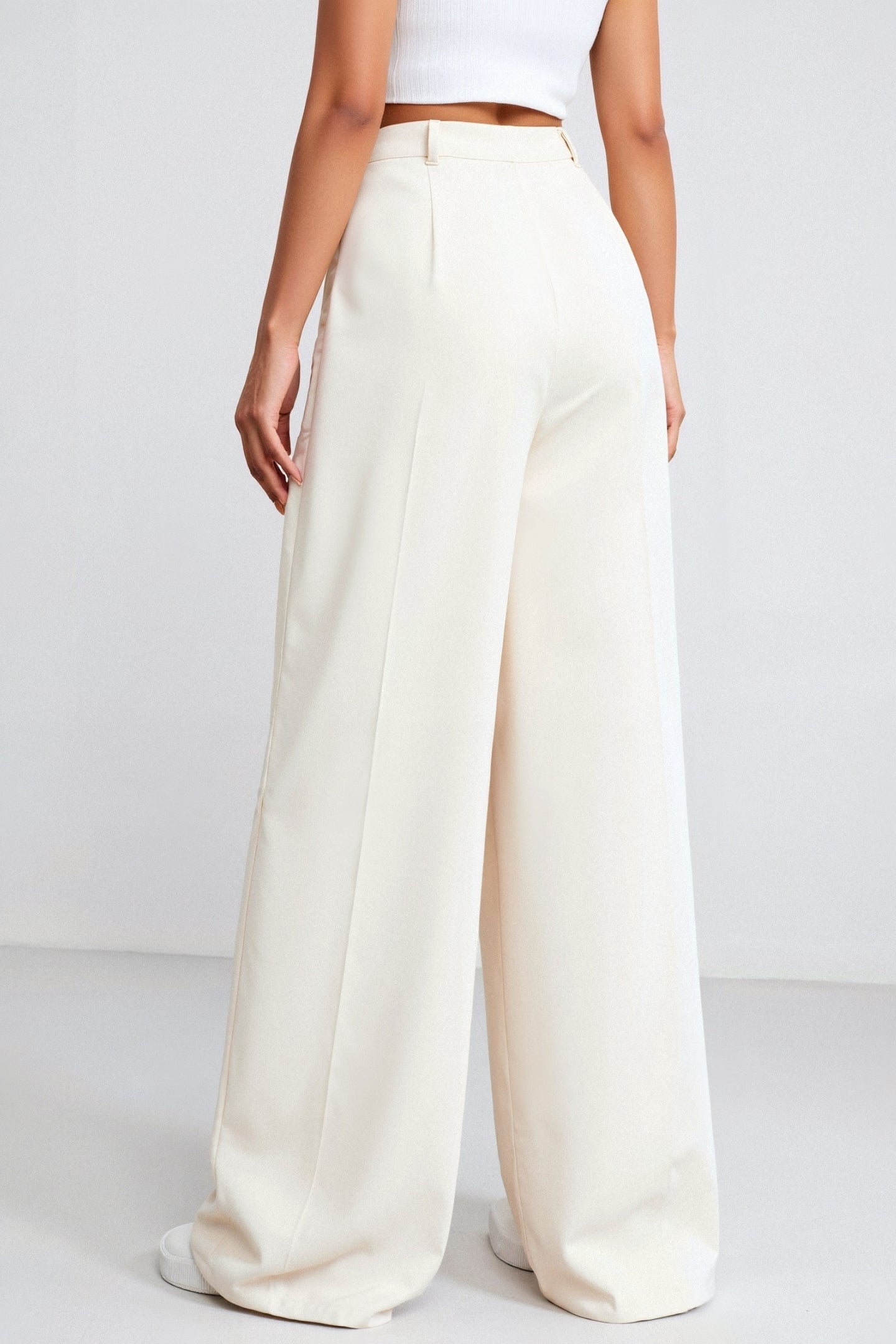 Damesbroek Zwart Wijd Model met Plooien Elegante Stijl