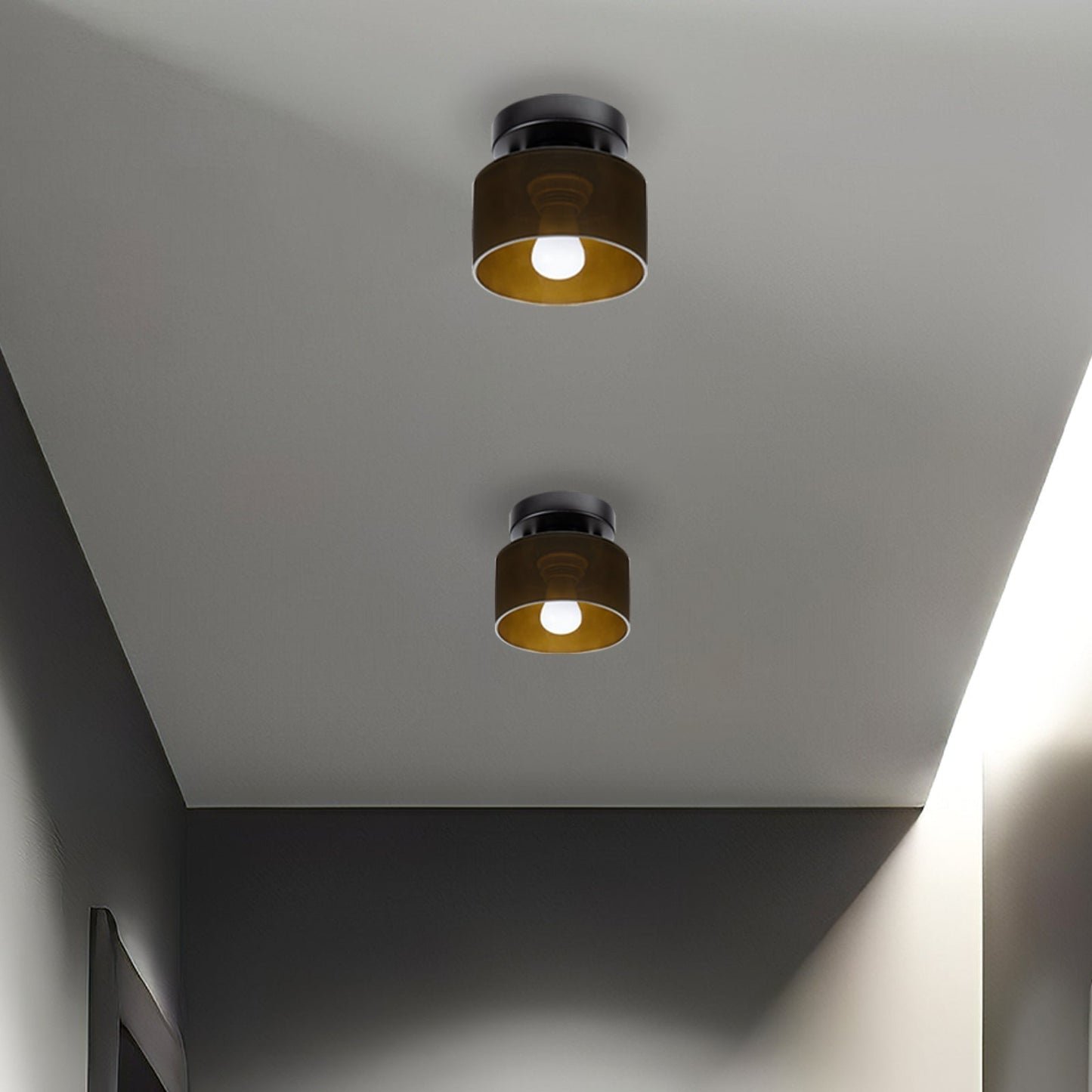Plafondlamp Glas Retro E27/E26 Amber Keuken Hal Woonkamer Rond Design Sfeerverlichting Vintage Stijl