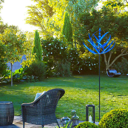 Tuinwindmolen Draaibaar Metaal Weervaan Vogel Design Blauw Rood 90cm voor Terras Tuin Balkon Decoratie