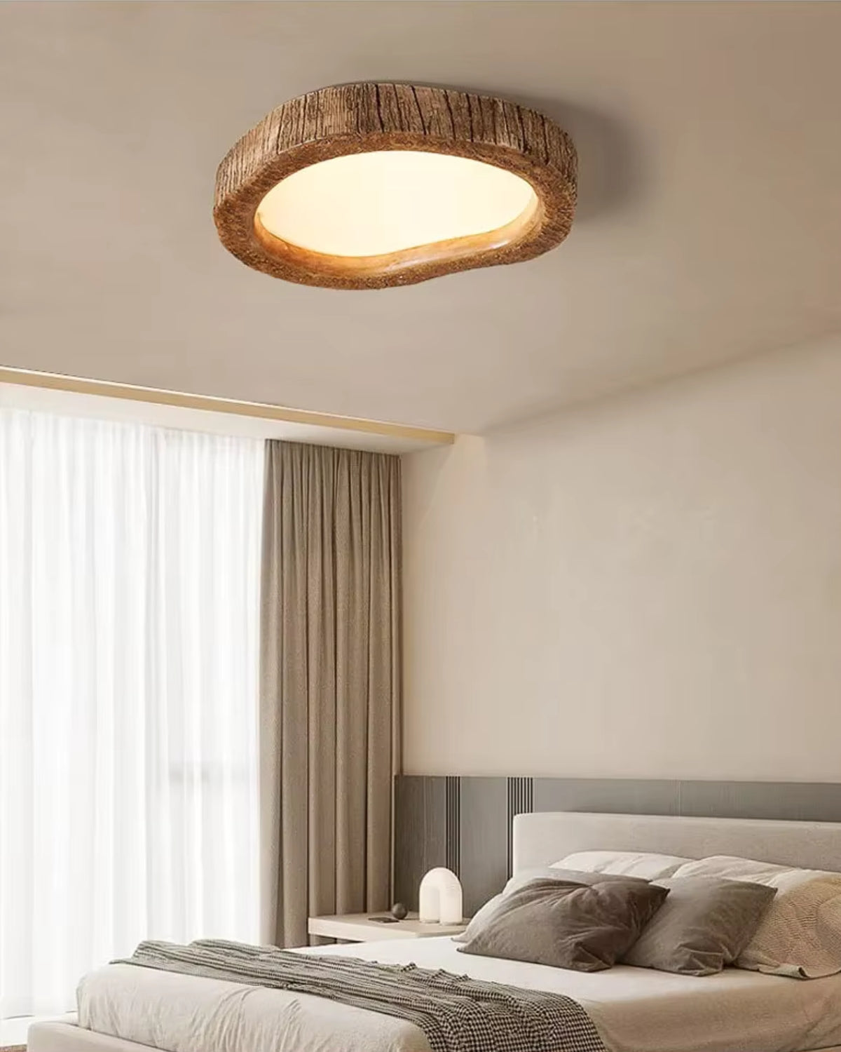 Moderne Houten Plafondlamp Met Warme LED Verlichting En Minimalistisch Design