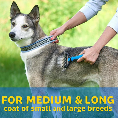Professionele Vachtborstel voor Honden en Katten - RVS Tanden - Zachte Grip - Ontwarrend Onthaart Massagewerking