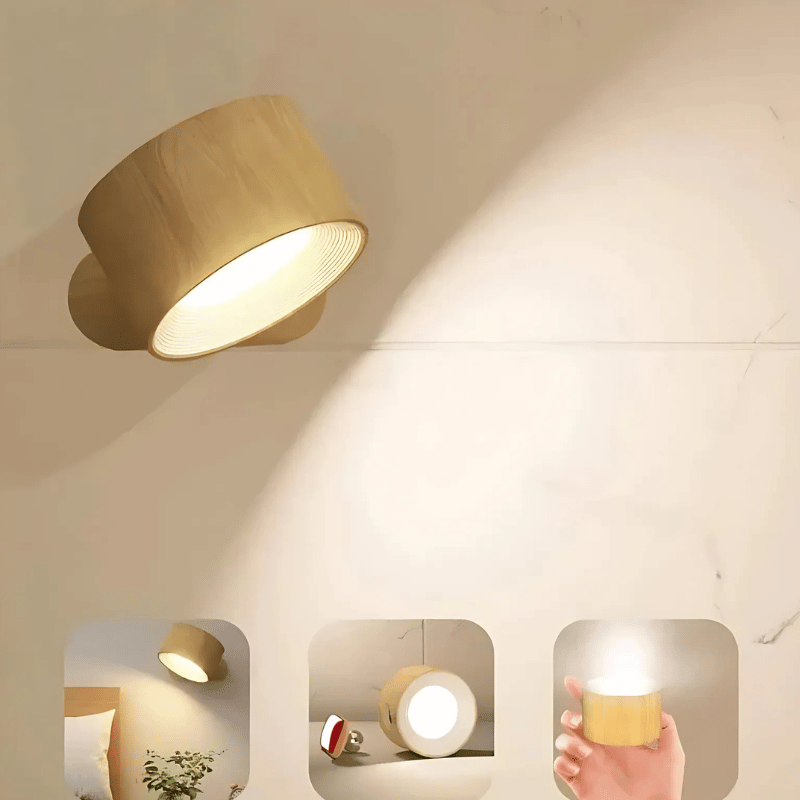 LED Wandlamp Draadloos met Accu en 360° Draaifunctie | Compact Design voor Woonkamer, Slaapkamer, Leeshoek, Hal | Instelbare Kleurtemperatuur Warmwit Neutraalwit Koudwit | Oplaadbare Verlichting 2000mAh