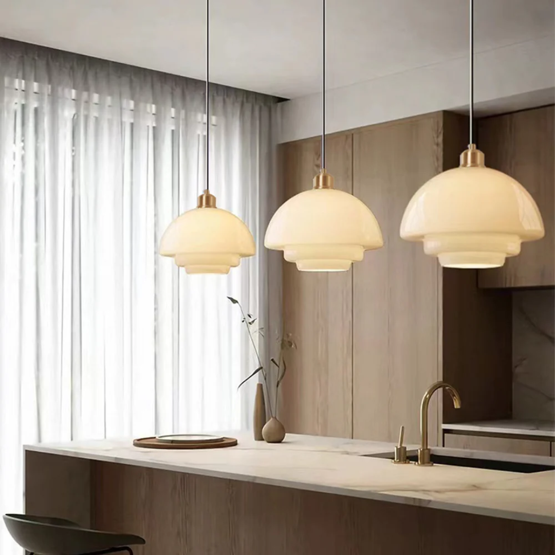 Hanglamp Glas E27 Goud Rond Woonkamer Eettafel Keuken Organisch Design Sfeerverlichting Modern Interieur
