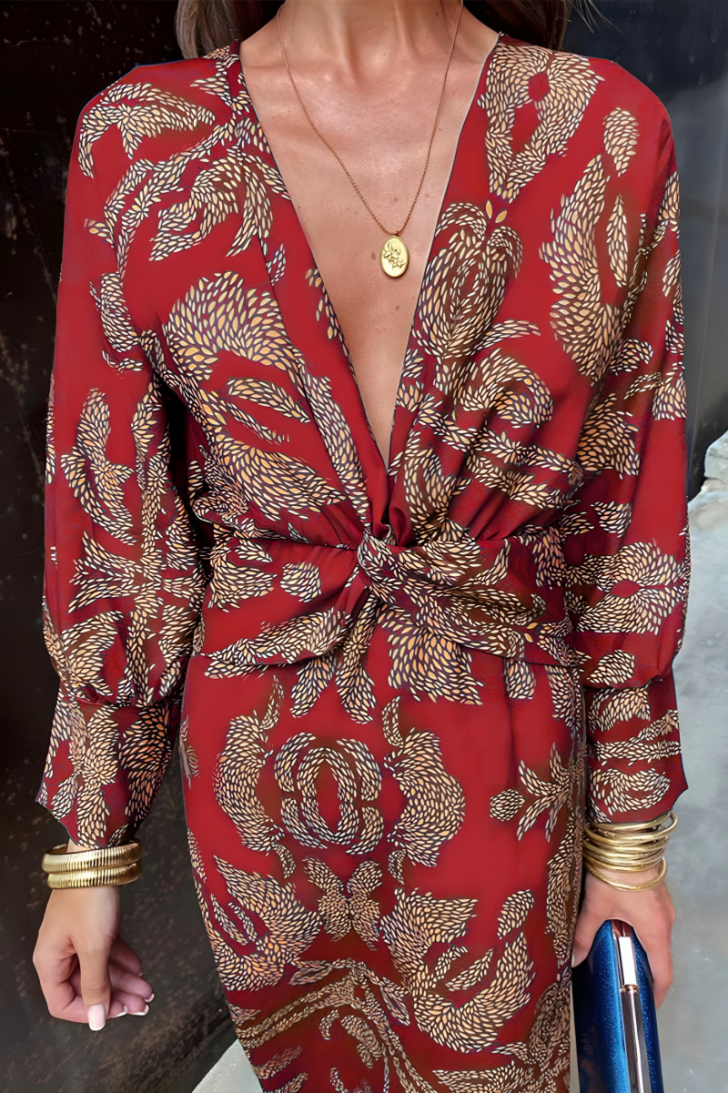 Maxi Jurk met V-Hals en Knoopdetails voor Dames