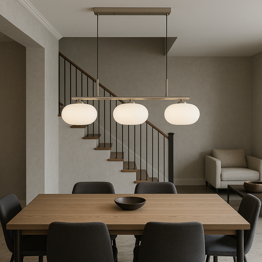 Bauhaus 3-kops hanglamp glas metaal zwart kookeiland eetkamer verlichting moderne design lamp minimalistisch interieur