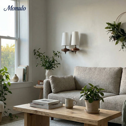 Retro Wandlamp met Stoffen Kap – Vintage Verlichting voor Slaapkamer
