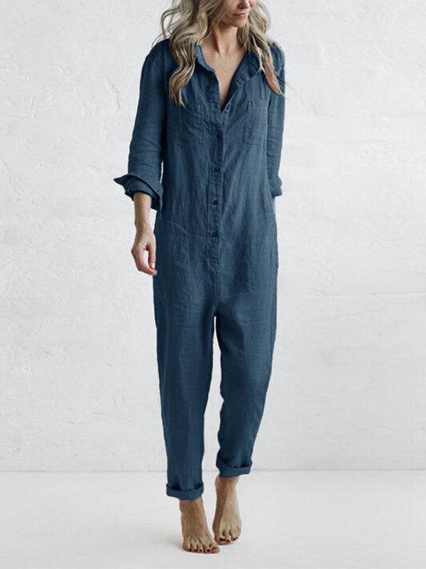 Jumpsuit Lange Mouw Zwart Elegante Jurk