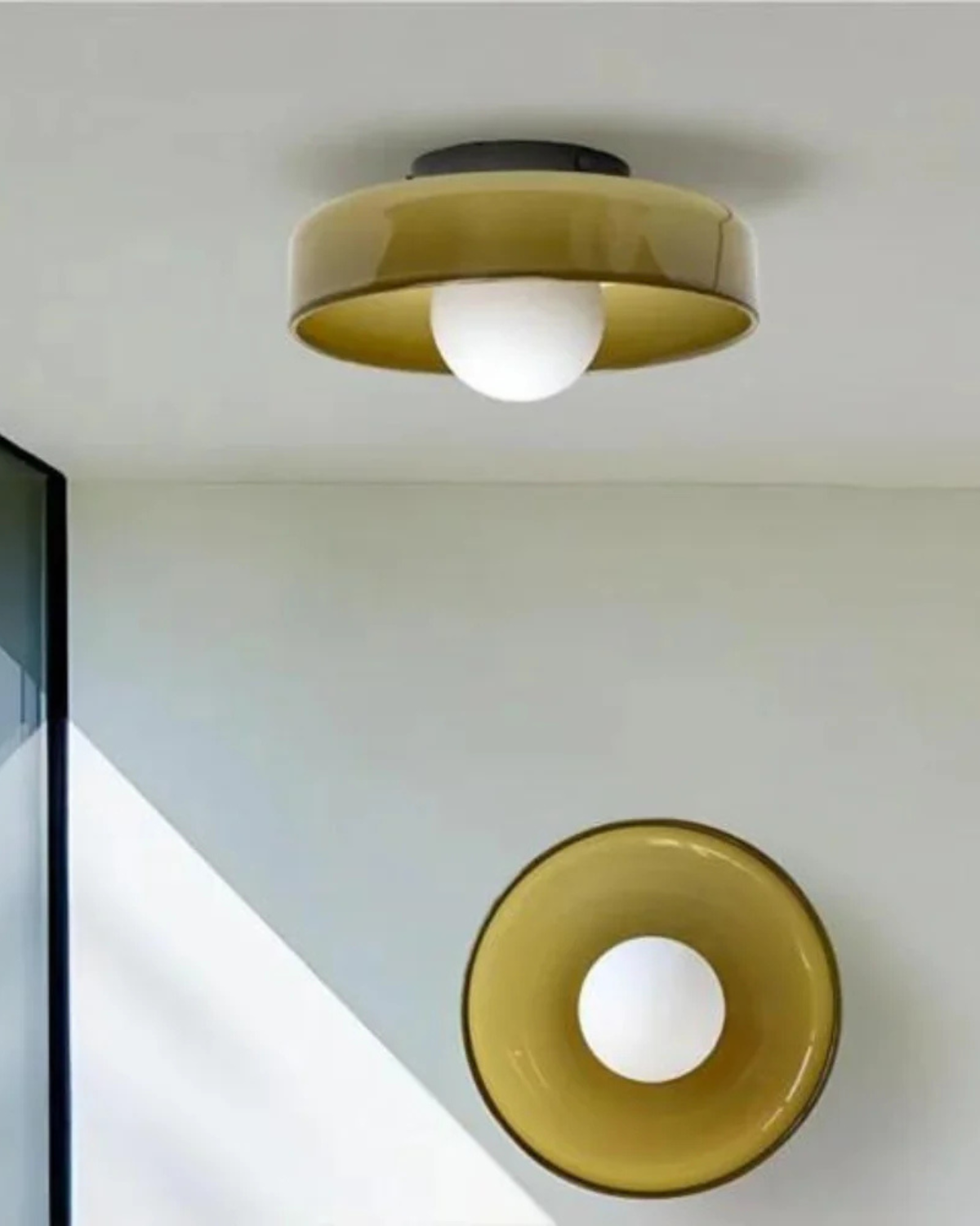 Moderne ronde plafondlamp van glas en ijzer – minimalistische designlamp voor woonkamer en slaapkamer met warme lichtkleur