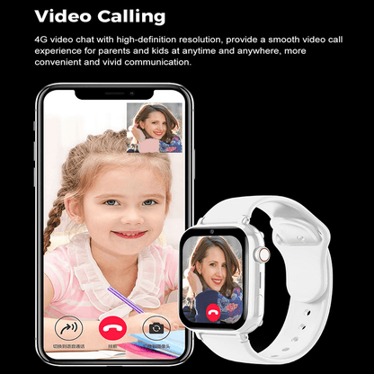 Slimme Kinderhorloge met 4G Videobellen en GPS-Tracking Roze Zwart Wit