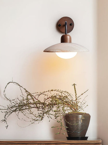 Travertijn Wandlamp Minimalistische Schijf Design Natuursteen Verlichting voor Woonkamer Slaapkamer Gang Moderne Interieur Wandverlichting met Warm Licht