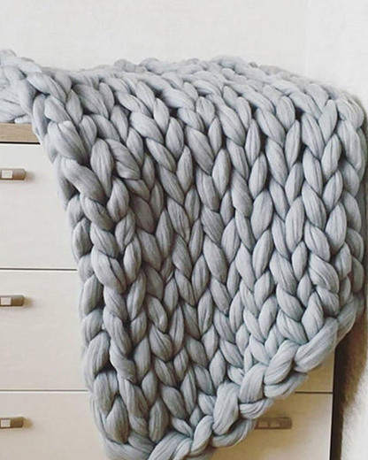 Handgebreid Chunky Plaid – Dik Gebreide Deken in Zachte Chenille voor Bank en Bed