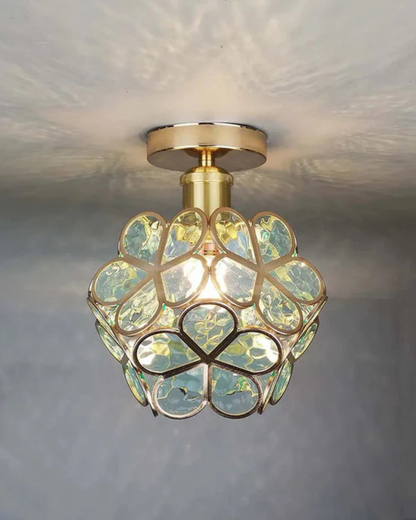 Moderne plafondlamp met bloemdesign in acryl en goudkleurig ijzer – luxe LED designlamp 20 cm