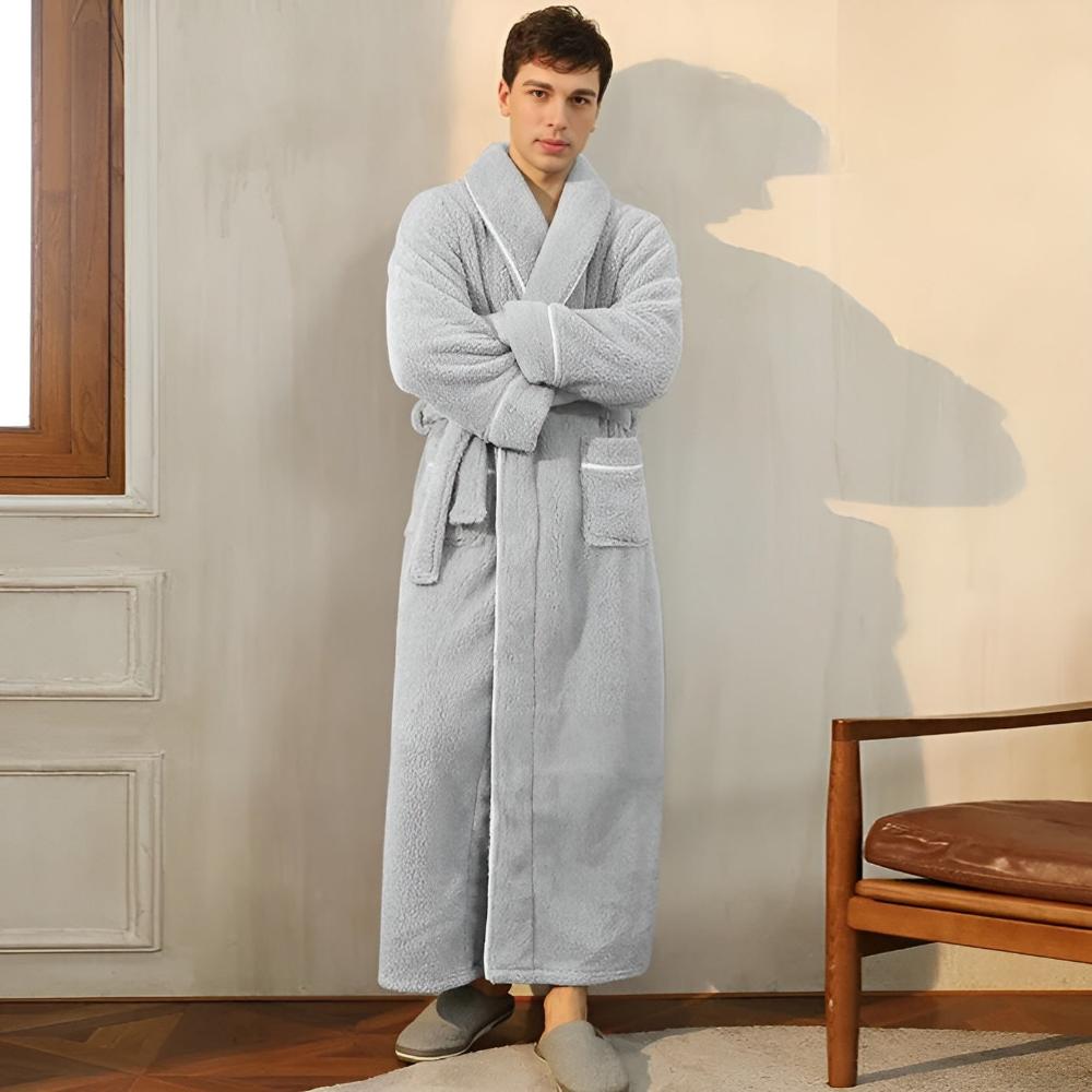 Sherpa Coral Fleece Badjas met Shawlkraag Unisex Loungewear Comfortabel Huis Huispak Zachte Fleece Ochtendjas