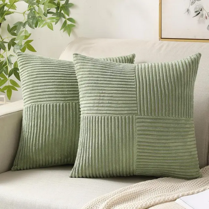 Sierkussen Pluche 45x45cm Geribbeld Met Rits Bank En Bed