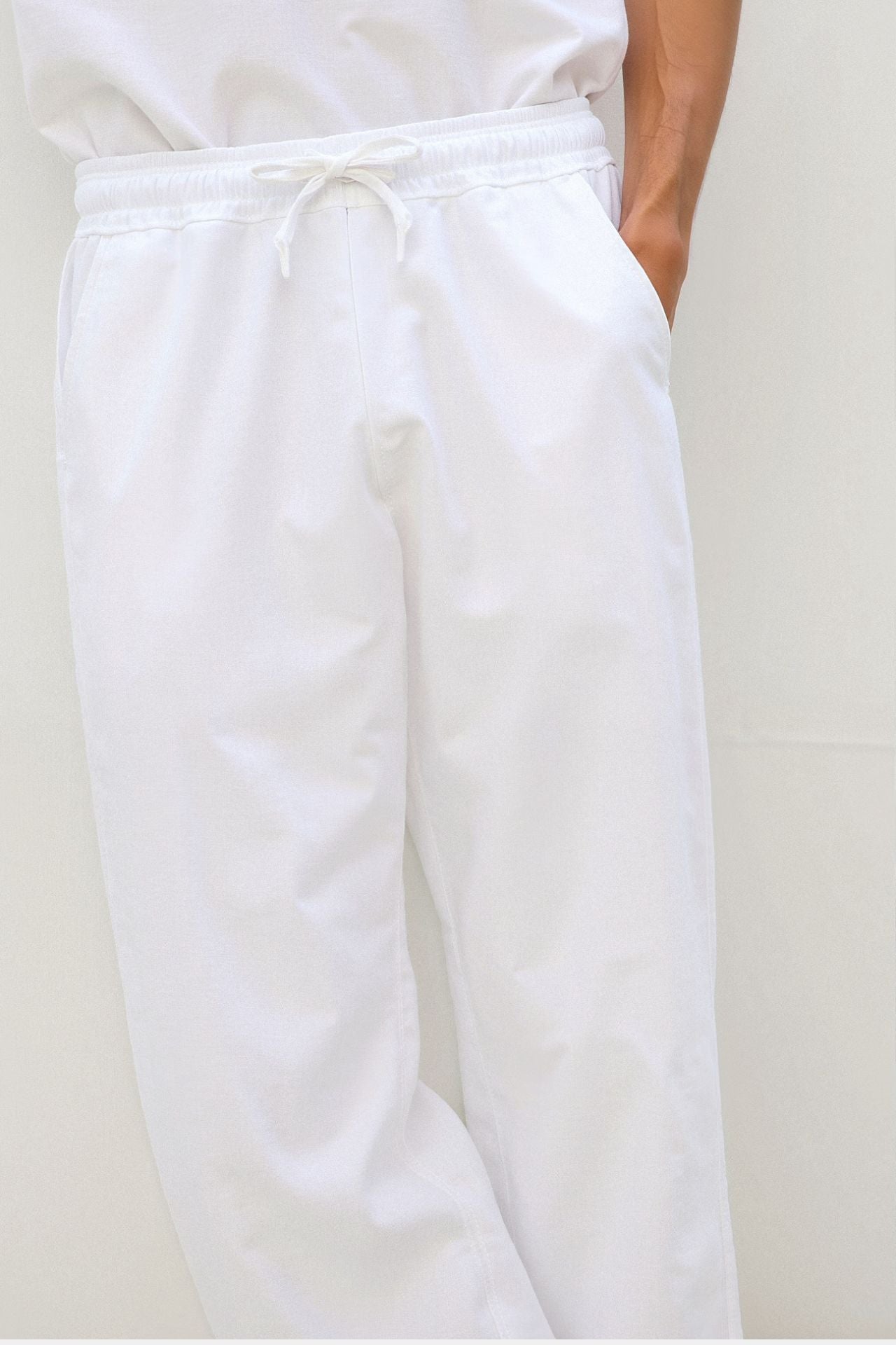 Heren Joggingbroek Wit Knoopsluiting Elastisch