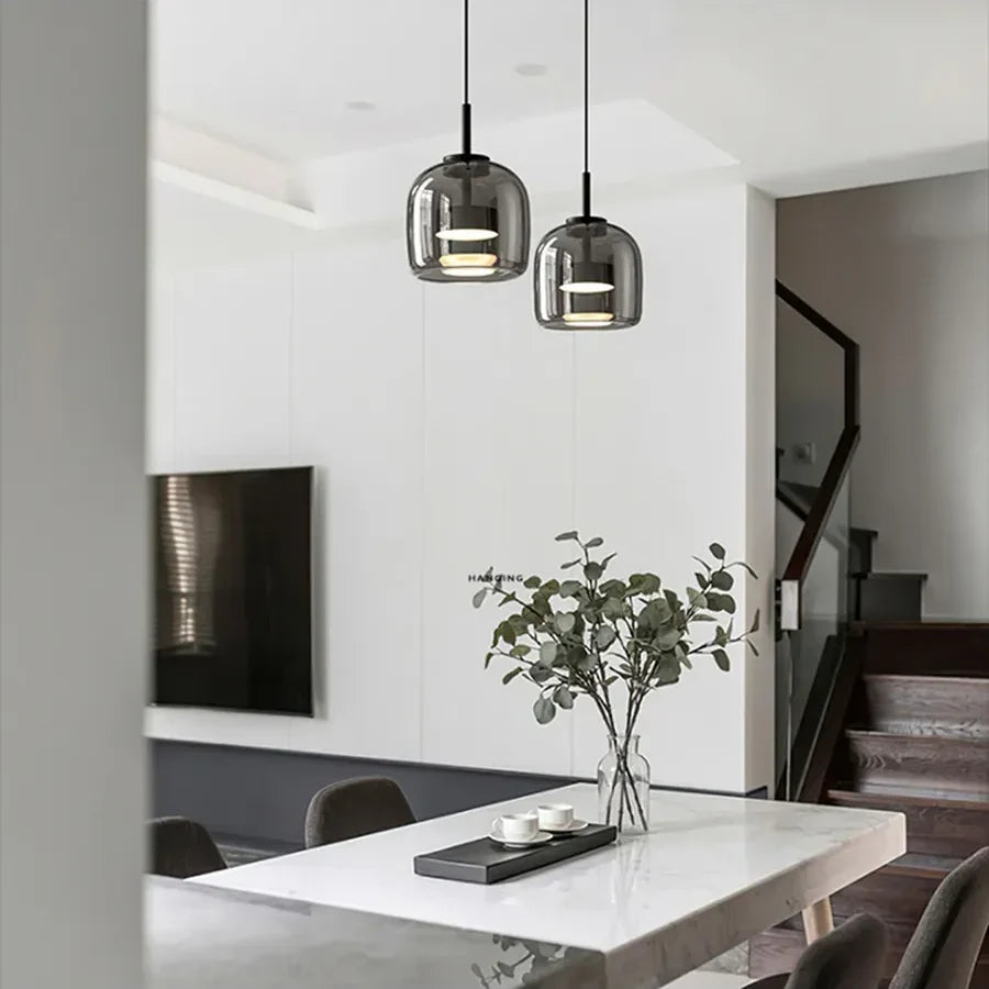 Nordische Hanglamp Glas LED Cognac Rookgrijs Scandinavisch