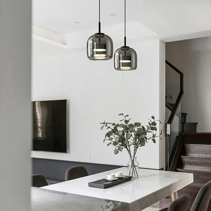 Nordische Hanglamp Glas LED Cognac Rookgrijs Scandinavisch