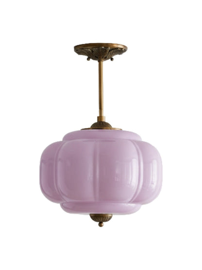 Vintage Melkglas Plafondlamp Geschulpt Rand Wit Roze Groen Blauw Helder Mat Glas Semi-Flush Hanglamp Messing Zwart Finish