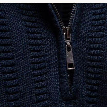 Heren Trui Katoen Quarter-Zip met Textuur Warm en Comfortabel