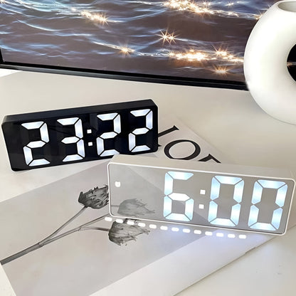 Digitale LED Spiegelwekker met Datum en Temperatuur — Minimalistisch Design voor Slaapkamer en Bureau