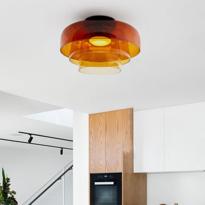 Design Glazen Plafondlamp met Gelaagde Structuur — Elegant Lichtspel voor Eetkamer, Woonkamer en Slaapkamer