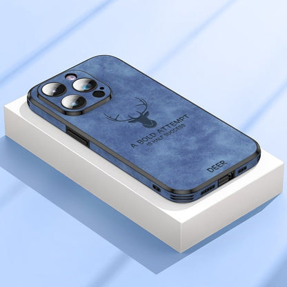 Luxe Wildleren iPhone Hoes Zwart Bruin Donkergroen Lichtblauw Beschermhoes met Shockabsorptie Camerabescherming