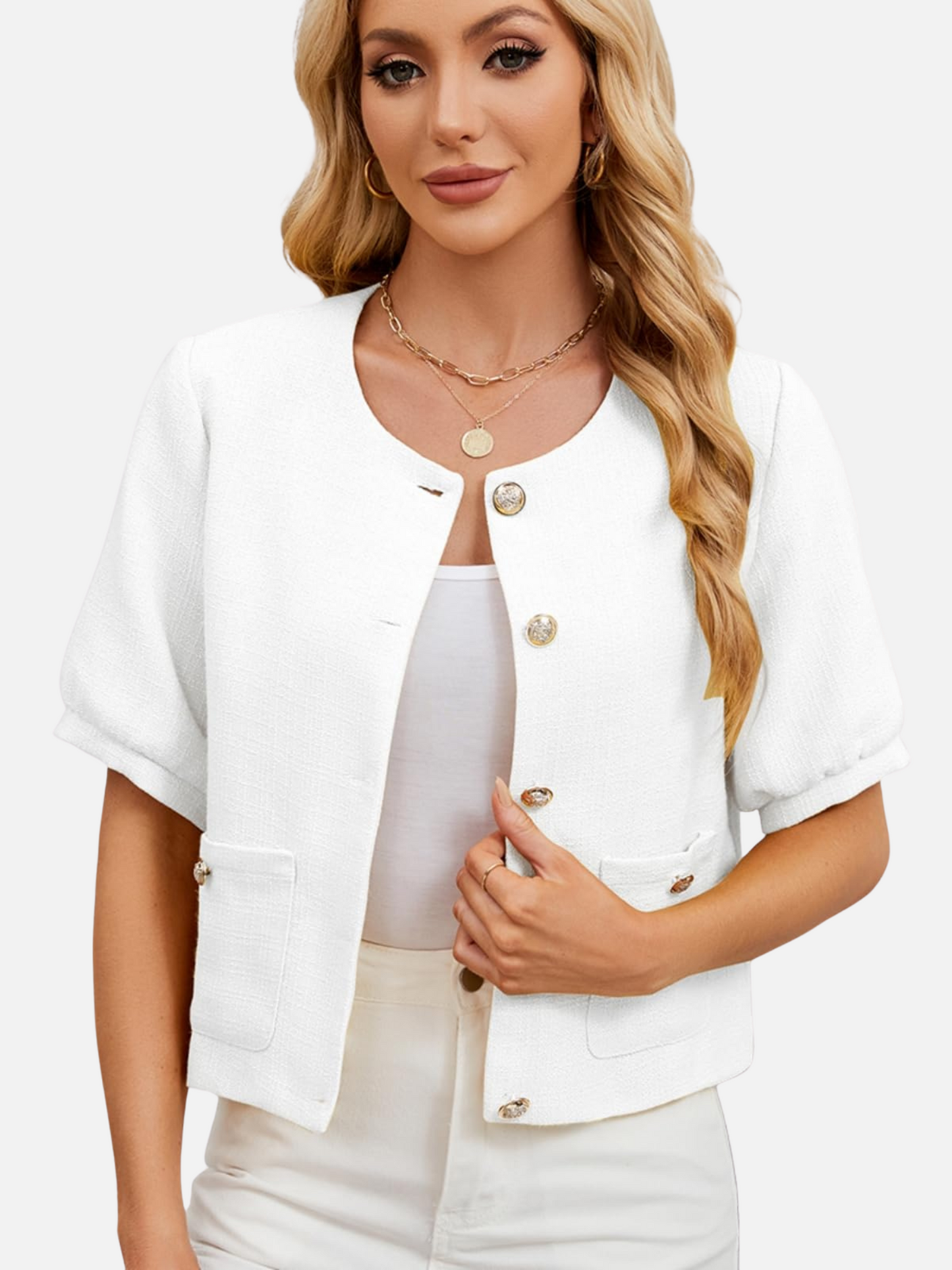 Dames Cropped Jasje Tweed Stijlvol