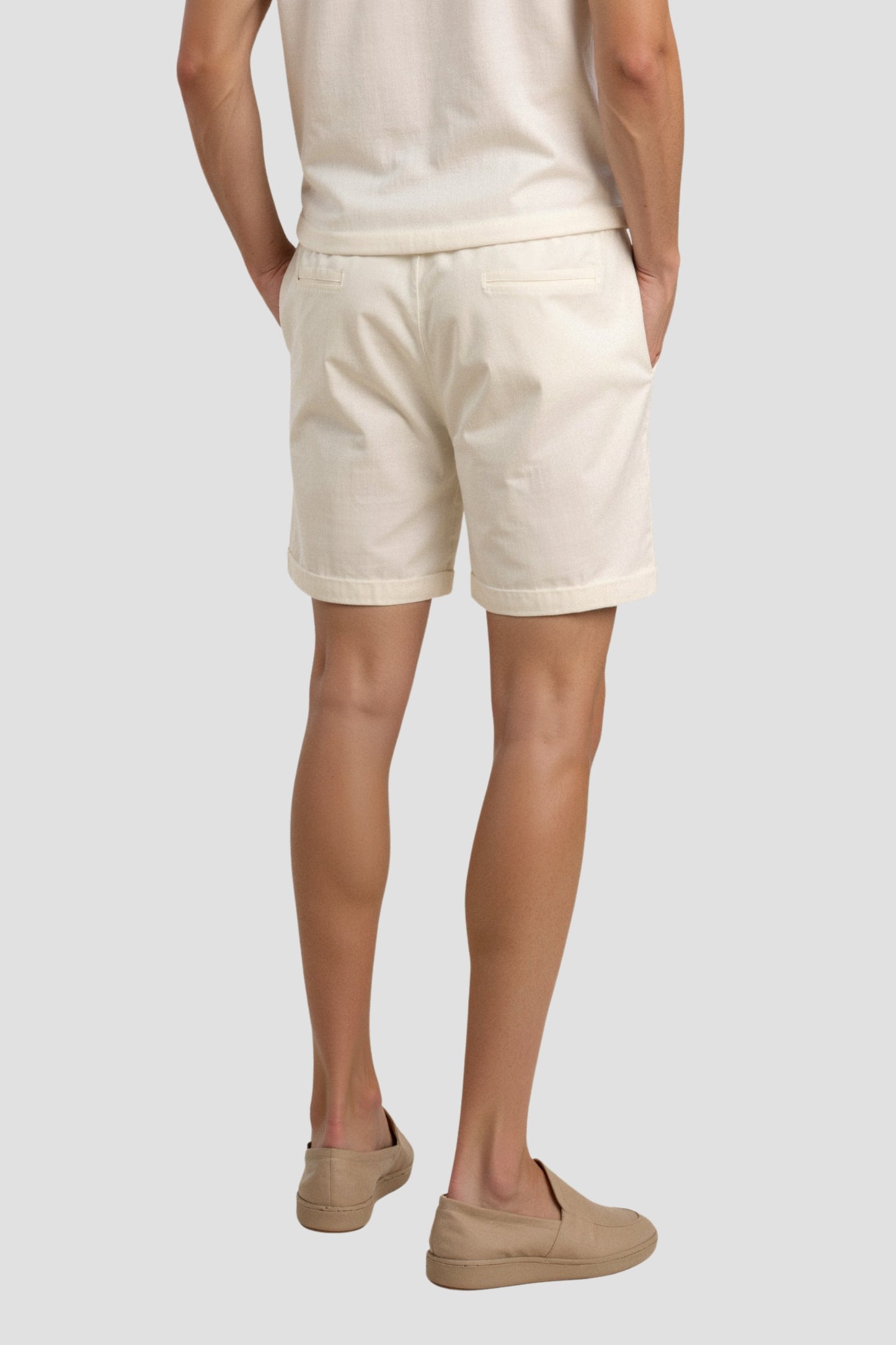 Heren Zomer Shorts Beige Comfortabele Broek Met Koord