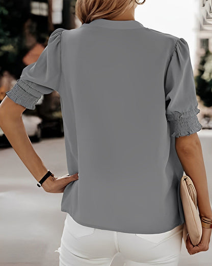 V-hals Blouse Korte Mouwen Zomerjurk voor Vrouw