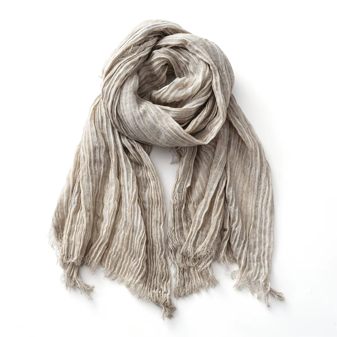 Katoenen Sjaal met Textuur - Linnen Look