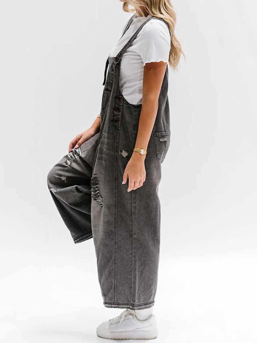 Dames Zomerbroek Denim Tuinbroek Los Zittend
