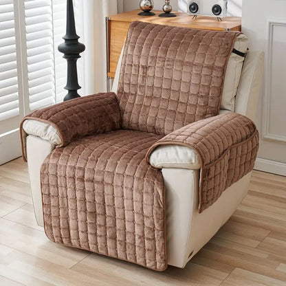 Gequilte Relaxfauteuil Hoes met Opbergzak – Microvezel Beschermhoes voor Recliner Stoel